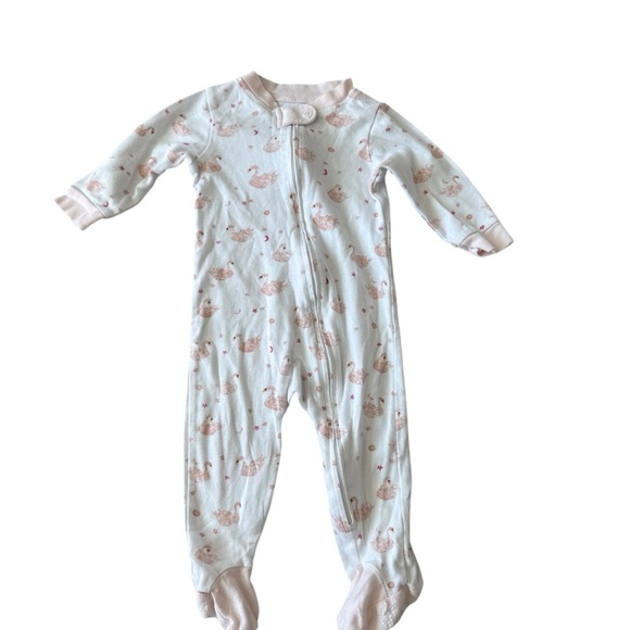 Burt's Bees Baby Sleeper Adorable Baby Footed Onesie with Swans Size 3-6 months - Picture 1 of 7